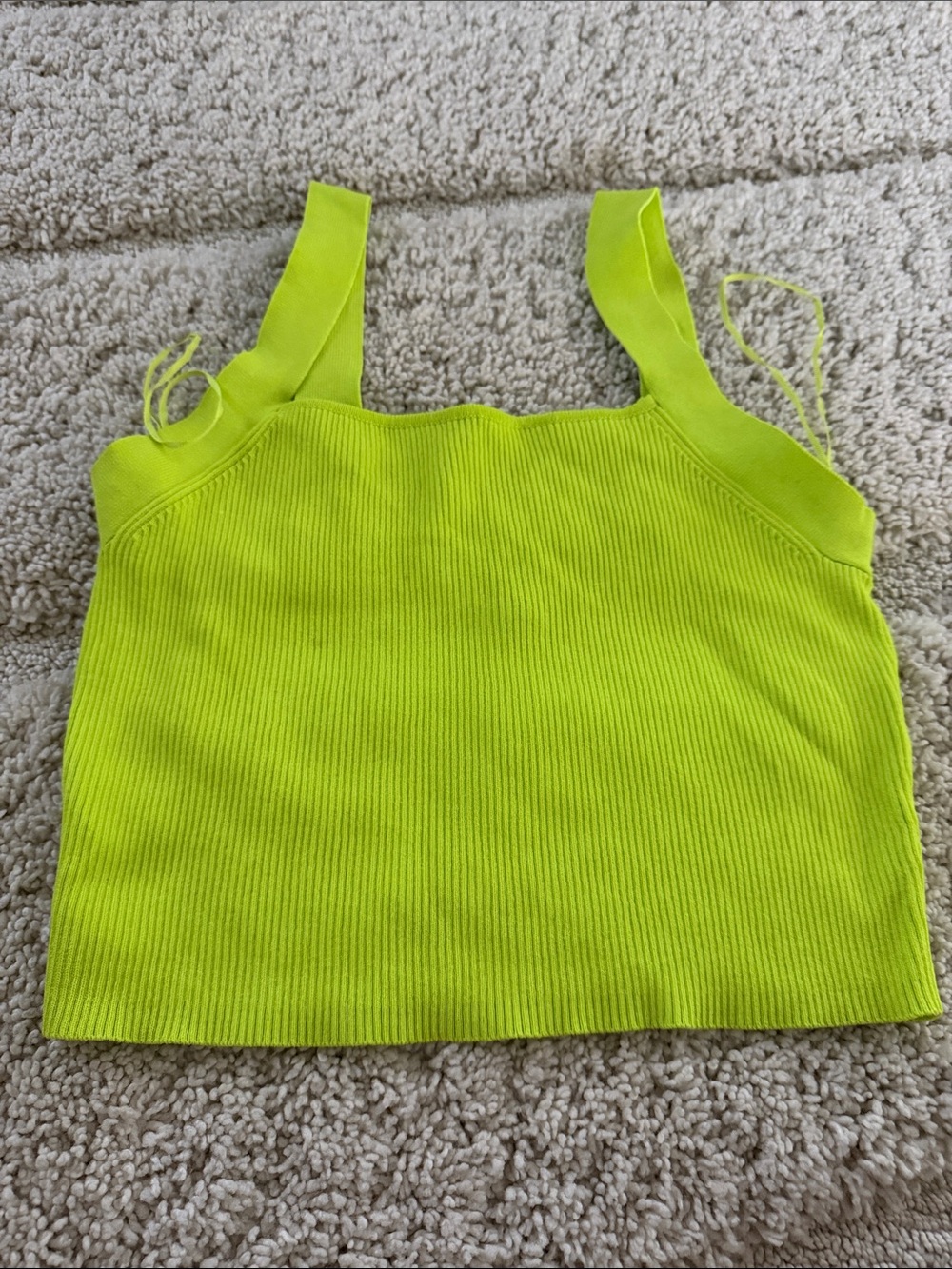 Zara Neon Lime Ribbed Crop Tank - Women